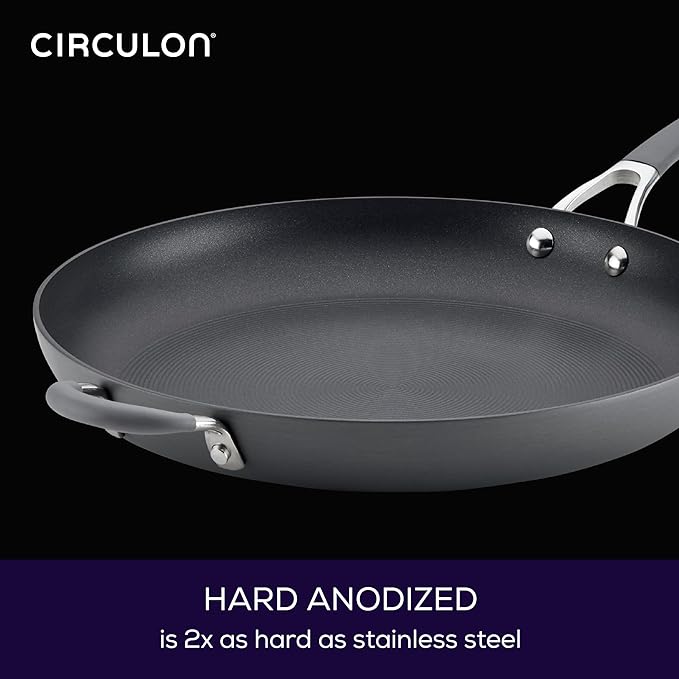 Circulon - 83906 Circulon Radiance Hard Anodized Nonstick Frying Pan / Fry Pan / Hard Anodized Skillet with Helper Handle - 14 Inch Gray