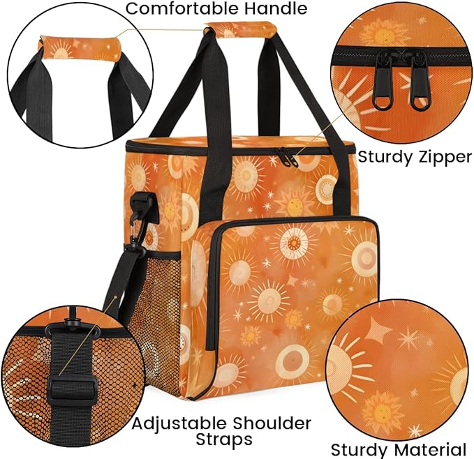Sun and Star Coffee Maker Carrying Bag Ethnic Pattern Travel Storage Bag Compatible with K-Mini or K-Mini Plus Single Serve Coffee Brewer Carrying Case with Multiple Pockets &amp Shoulder Strap
