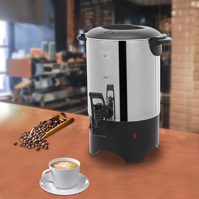 Stainless Steel Coffee Percolator Commercial Large Capacity Coffee Urn Electric Catering Hot Water Boiler for Catering Business Church &amp Restaurant