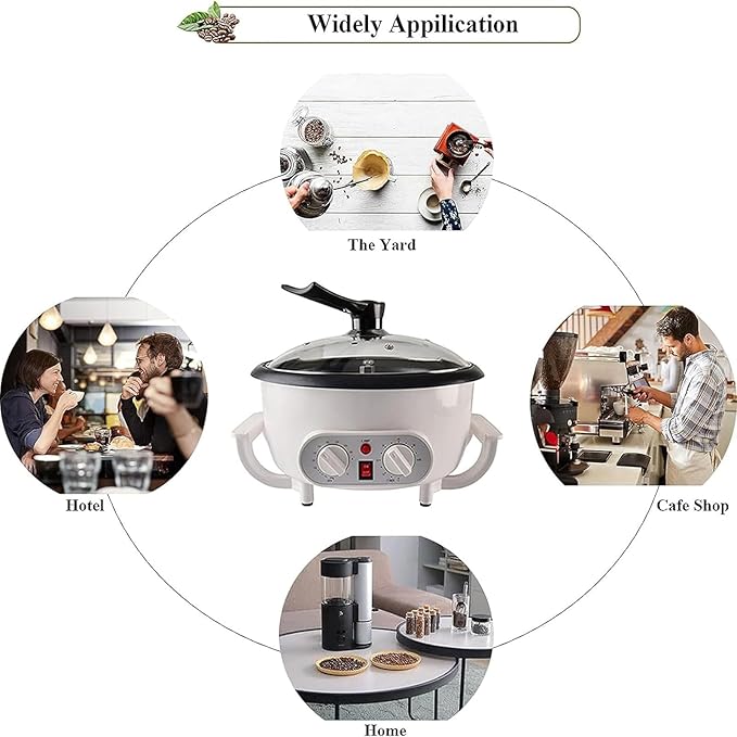 ERICAT Home Coffee Roaster 800 W Upgrade Coffee Roaster Machine with Clear Glass Cover 0-240℃ Adjustable Temperature and 750g Coffee Capacity 60 Minute Intelligent Timeing for Home and Kitchen