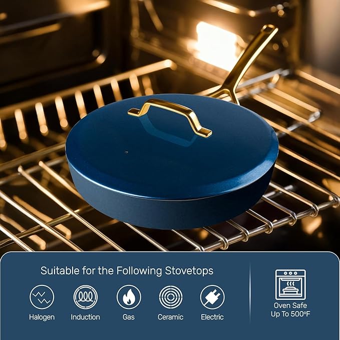 Gotham Steel Modern 11 Pc Ceramic Cookware Set Elegantly Designed Pots and Pans Set Non Stick with Steamer Induction Bottom Premium Stay Cool Handles Non Toxic PFOA Free Oven &amp Dishwasher Saf
