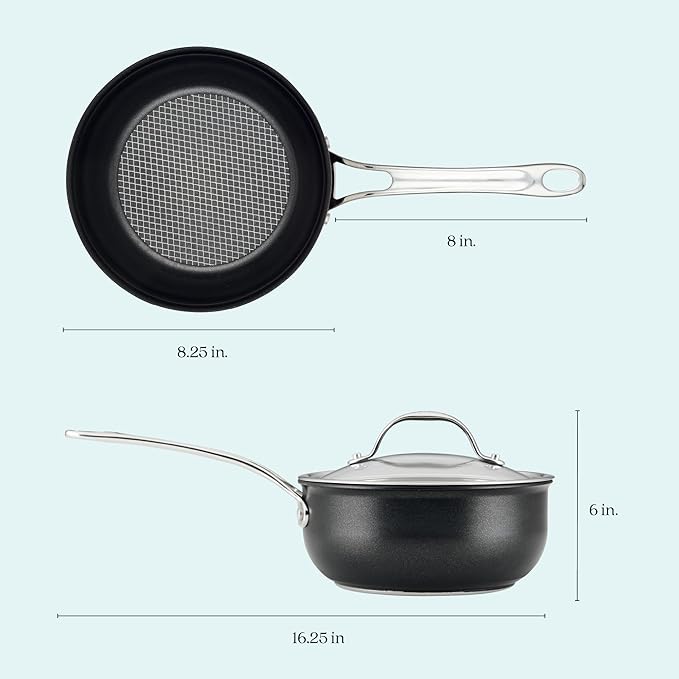 Anolon X - SearTech Nonstick Saucier Induction Cooktop Compatible (2.4L/2.5qt)