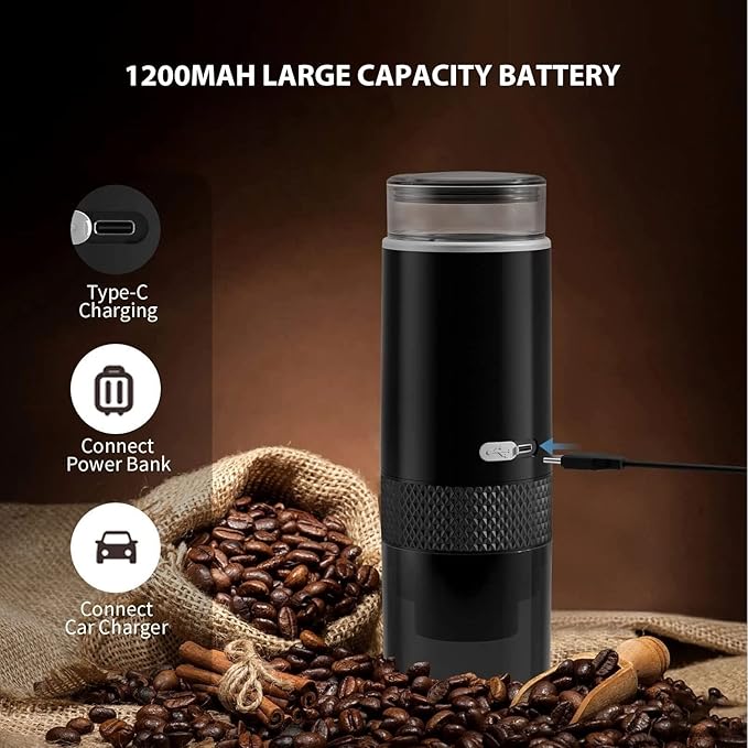 Diydeg Portable Espresso Machine Travel Maker Compatible for Capsules Ground Coffee Handheld Coffee Maker Manually Operated for Camping Hiking Car Office
