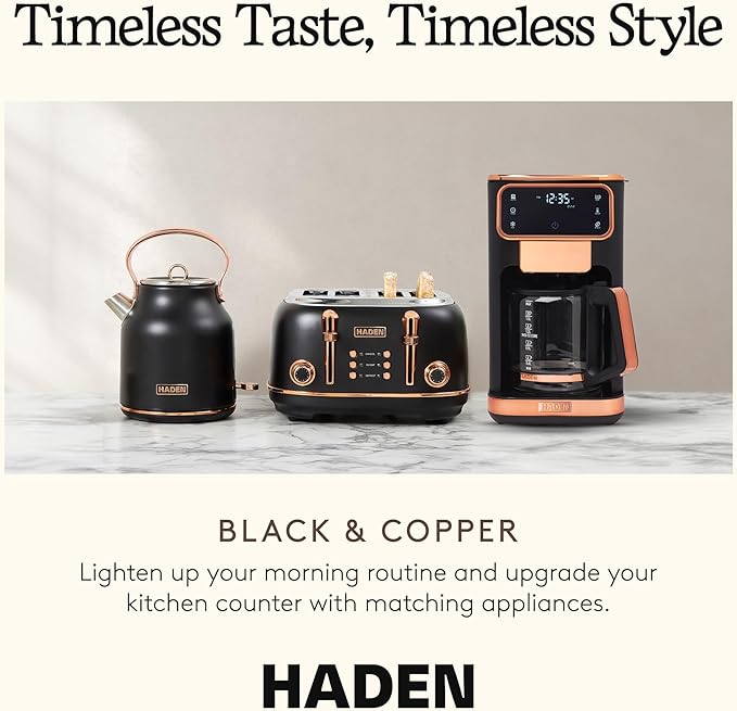 Haden Dual Brew 12 Cup Hot and Iced Coffee Maker with 120 Minute Keep Warm Delay Brew Adjustable Strength Programmable Clock and Anti Drip Black