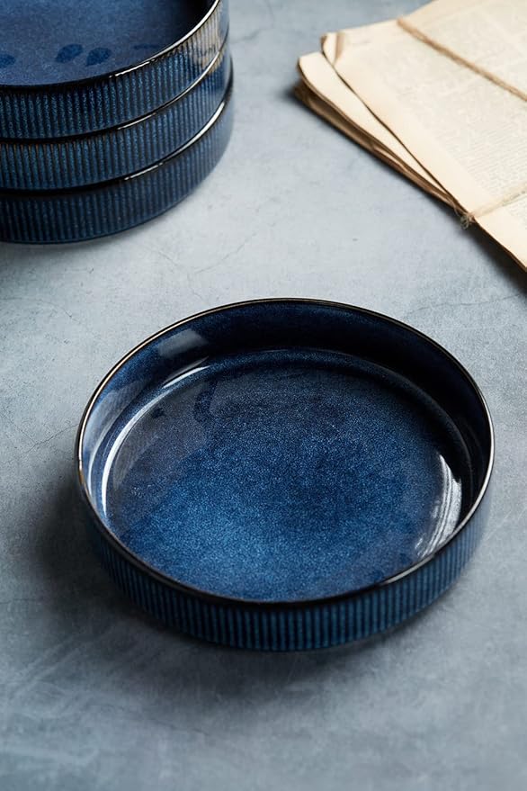 famiware 8.25 Paste Bowl Set (4 Piece) and 10 Dinner Plates for 6 - Nebulas Blue