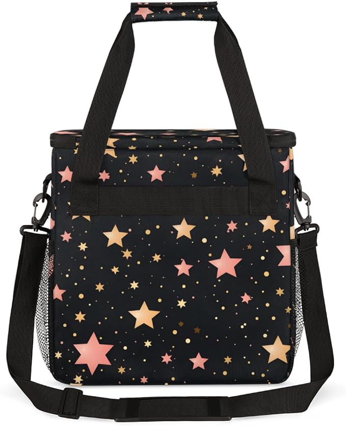 Rose Pink Star Coffee Maker Carrying Bag Portable Travel Storage Tote Bag Compatible with K-Mini or K-Mini Plus Single Serve Coffee Brewer Carrying Case with Multiple Pockets &amp Shoulder Strap