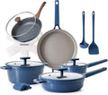 SENSARTE 15 Piece Nonstick Cookware Set includes 10 Inch Omelet Pan with Lid Induction Compatible Frying Pan Skillet