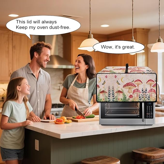 Mushroom Butterfly Toaster Oven Cover Heavy Duty Heat-resistant Waterproof Dust-Proof Protective Case with Side Pockets for Bake Air Fry Toaster Oven Easy Maintenance