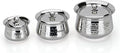 Sumeet Stainless Steel Handcrafted Hammered Texture Handi Set with Lid for Kitchen Set of 3 460ml 950ml &amp 1700ml Silver