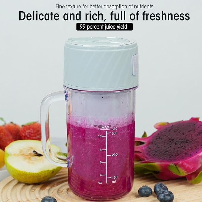 Portable Blender Size Blender for Shakes and Smoothies with Straw and Handle 10 Ultra Sharp Blades Multifunctional Electric USB Juicer Blender for Travel Picnic Office Green