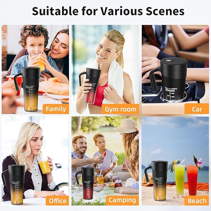Portable Blenders and Shakes Blender USB Rechargeable Handheld Cup Sports Travel and Home Rechargeable