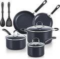 Cook N Home Professional Hard Anodized Nonstick Pots and Pans 10-Piece Cookware Set with Stay-Cool Handles Black