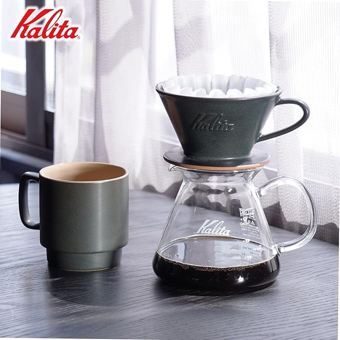 Carita Kalita Coffee Dripper Mino Ware High Heat Retention Pottery for 1 to 2 People DACHI &amp KalitaMI 155 Sand Black #01107 Wave Series Made in Japan Drip Equipment For 1 Person