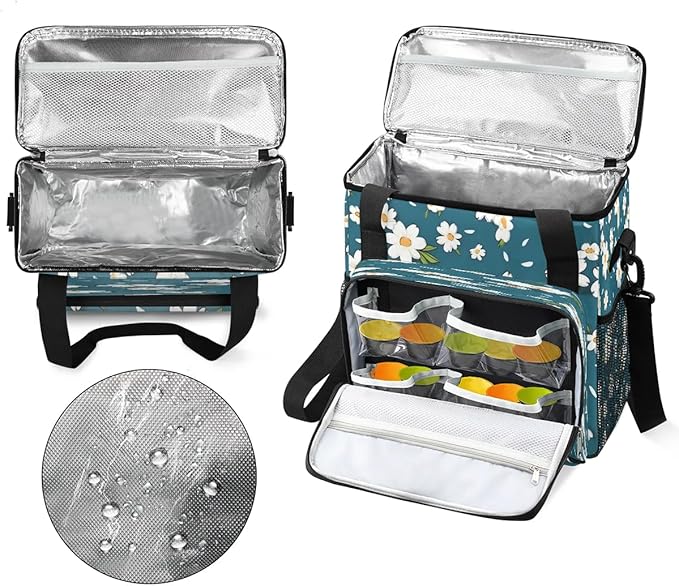 Flowers Daisy Print Coffee Maker Travel Bag for K-Mini or K-Mini Plus Single Serve Coffee Brewer Portable Storage Tote Case for Tarvel