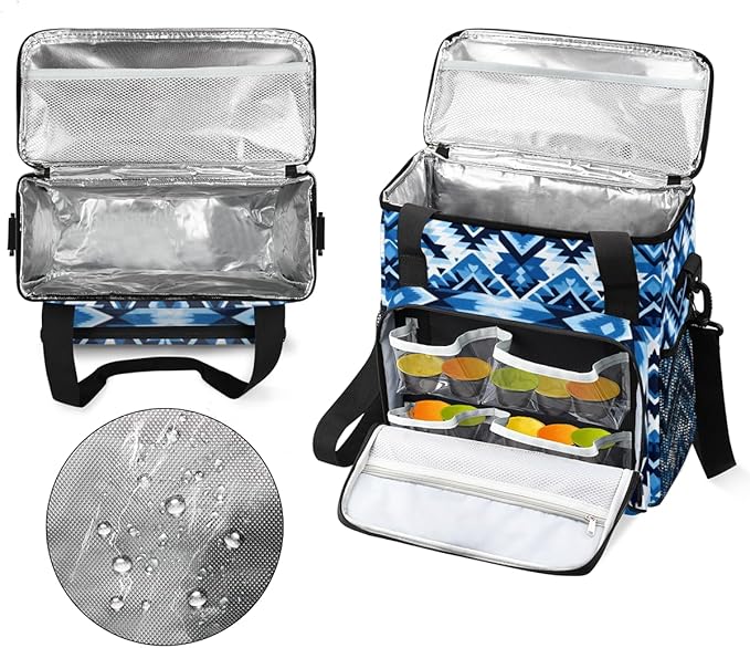 Vintage Striped Pattern Coffee Maker Carrying Bag Traditional Aztec Travel Storage Bag Compatible with K-Mini or K-Mini Plus Single Serve Coffee Brewer Carrying Case with Pockets &amp Shoulder Stra