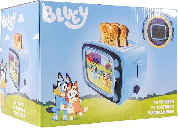 Uncanny Brands Bluey Retro TV Toaster with Light Up Frame Two Slice Model with Bluey Toast Design Themed Kitchen Appliance