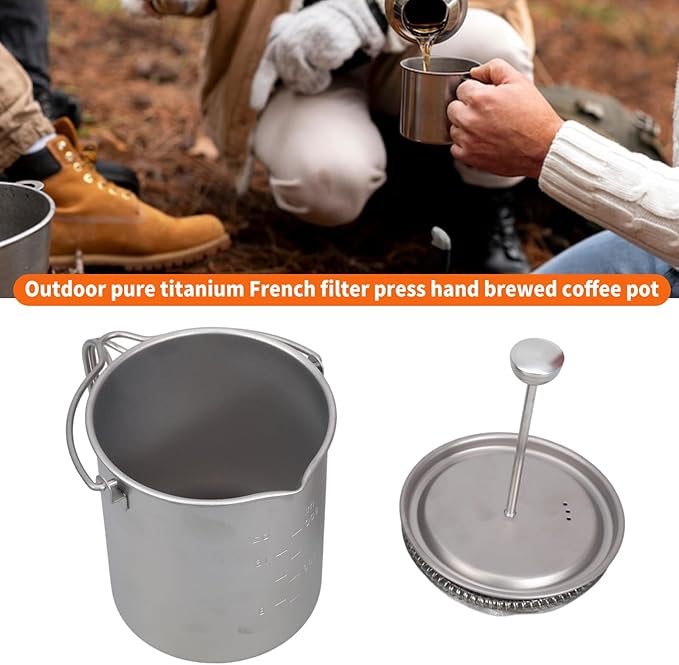 Outdoors Metal Coffee Presses Portable Travels Mugs with 30° Spouts Leak Filter Cup Coffee Plunger Metal Coffee Maker