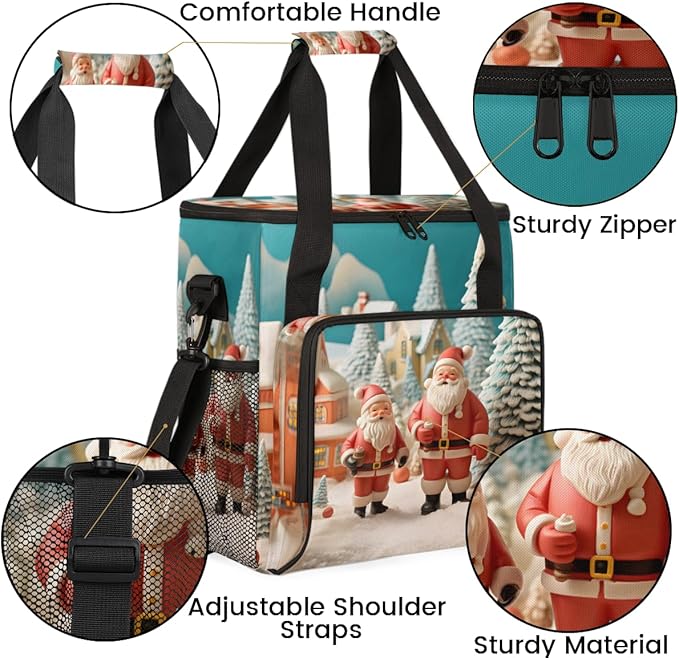 Colorful Santa Claus Coffee Maker Carrying Bag Fantastic Santa Claus Travel Storage Bag Compatible with K-Mini or K-Mini Plus Single Serve Coffee Brewer Carrying Case with Pockets &amp Shoulder Str