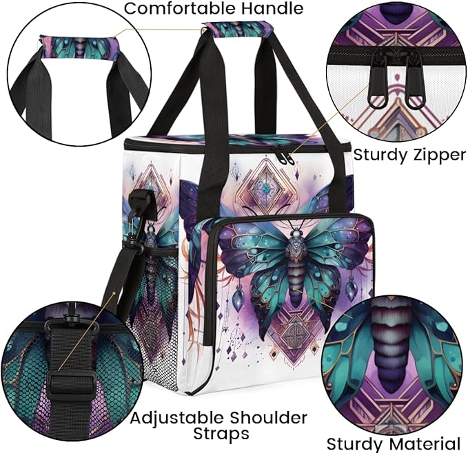 Gothic Butterfly Coffee Maker Carrying Bag Artistic Butterfly Travel Storage Bag Compatible with K-Mini or K-Mini Plus Single Serve Coffee Brewer Carrying Case with Multiple Pockets &amp Shoulder S