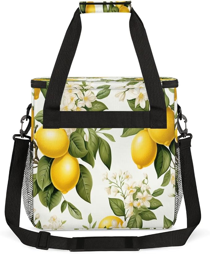 Flowering Lemon Printed Coffee Maker Carrying Bag for Keurig K-Mini or K-Mini Plus Storage Portable Coffee Maker Travel Bag