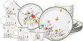 Pickmesh 16 Pcs Wildflower Ceramic Dinnerware Set for 4 Guest Floral Dish Set Spring Butterfly Dinner Plates Salad Plates Bowl Mug Kitchen Gift for Spring Kitchen Holiday Party Decoration