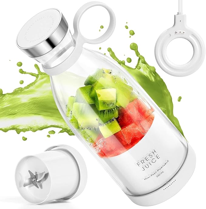 Portable BlenderFashion Portable Blender for Shakes and Smoothies 11.8 OzMagnetic USB Fast Charging Mini Mixer BottleTake It for Traveling Outdoor Gym Office Cars Gift -WH