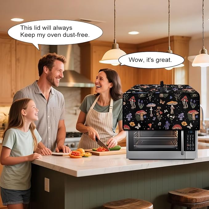 Toaster Oven Heat-Resistant Modern Toaster Oven Heavy Duty Dust-proof Microwave Cover with Storage Side Pockets Protects from Appliances Spills Stain Colorful Mushroom