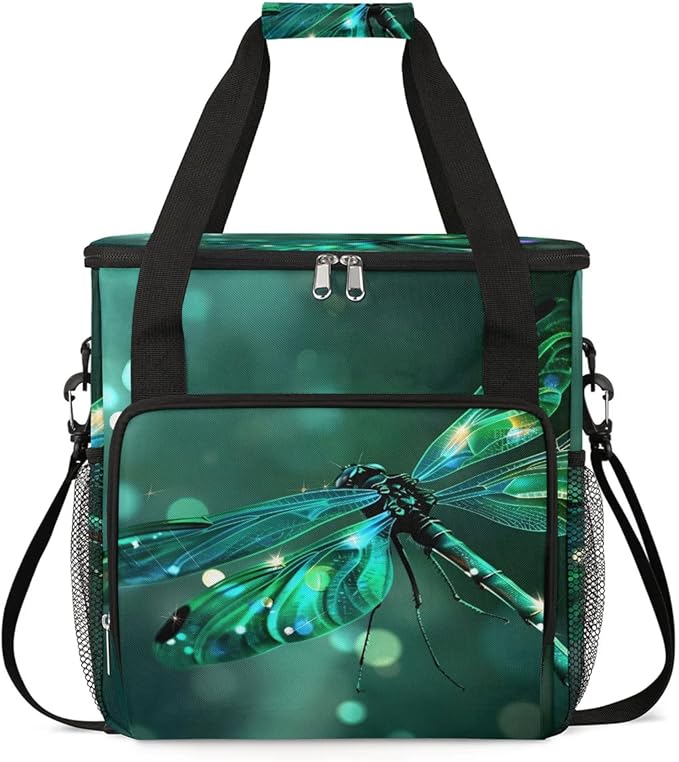 Dragonfly Butterfly Animal Sunshine Coffee Maker Carring Bag Travel Tote Bag Compatible with Keurig K-Mini or K-Mini Plus Portable Single Serve Coffee Brewer Case with Pockets for K-cup Pods