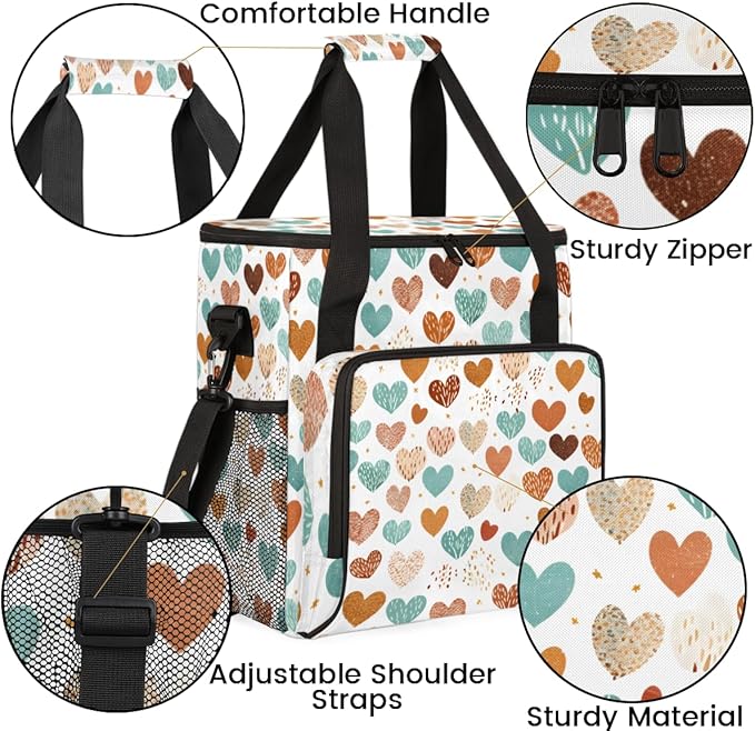 Modern heart Coffee Maker Carrying Bag Portable Travel Storage Tote Bag Compatible with K-Mini or K-Mini Plus Single Serve Coffee Brewer Carrying Case with Multiple Pockets &amp Shoulder Strap