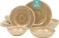 Gibson Home Casper Court 16-Piece Melamine Dinnerware Set – Beige Reactive Glaze Look Plates and Bowls Service for 4 – Top Rack Dishwasher Safe Everyday Dining Set