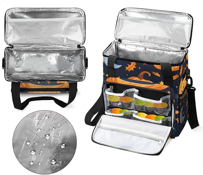 Halloween Pumpkin Coffee Maker Carrying Bag Glitter Pumpkin Travel Storage Bag Compatible with K-Mini or K-Mini Plus Single Serve Coffee Brewer Carrying Case with Multiple Pockets &amp Shoulder Str