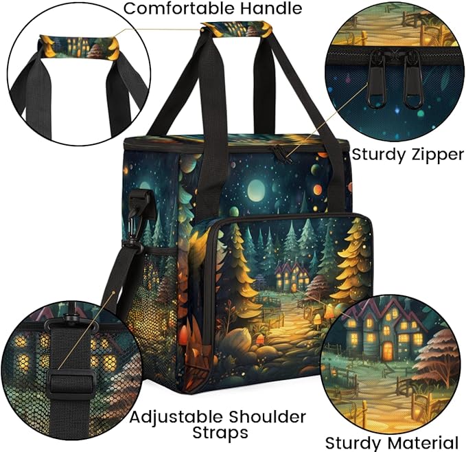 Lovely Tree Coffee Maker Carrying Bag Xmas Tree Portable Travel Storage Tote Bag Compatible with K-Mini or K-Mini Plus Single Serve Coffee Brewer Carrying Case with Multiple Pockets &amp Shoulder S