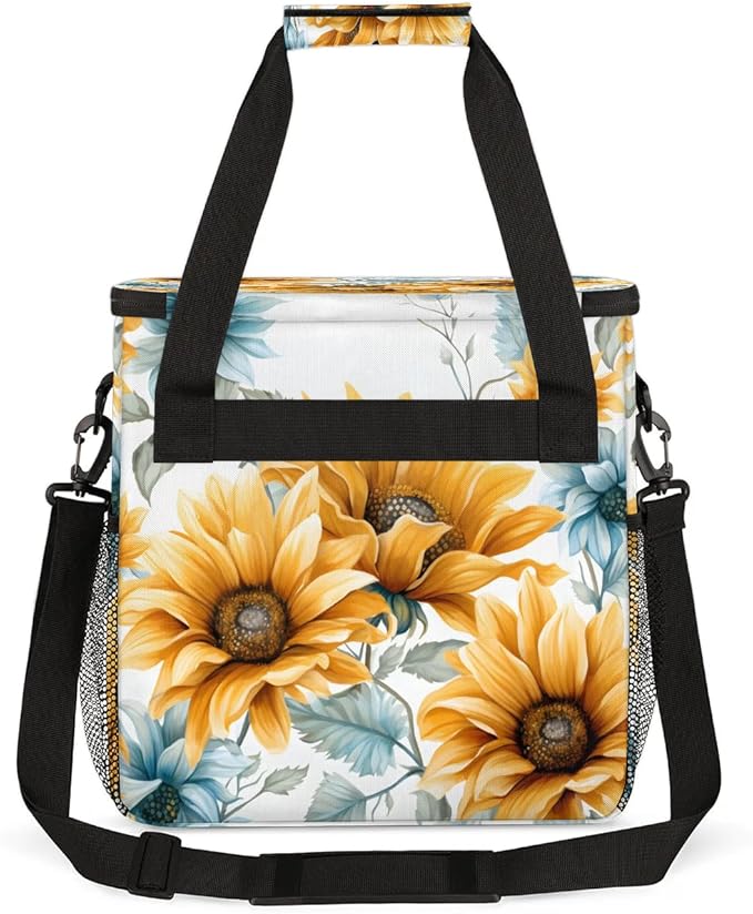 Sunflowers Pattern Coffee Maker Travel Bag for K-Mini or K-Mini Plus Single Serve Coffee Brewer Portable Storage Tote Case for Tarvel