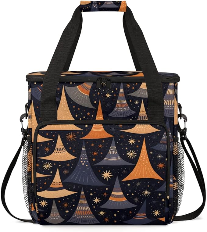 Cute Halloween Witch Coffee Maker Carrying Bag Portable Travel Storage Tote Bag Compatible with K-Mini or K-Mini Plus Single Serve Coffee Brewer Carrying Case with Multiple Pockets &amp Shoulder St