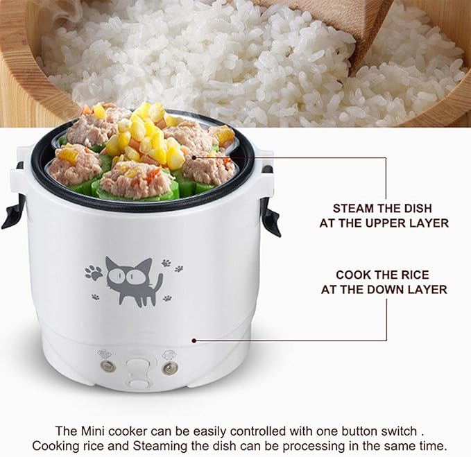 Small 1L Electric Rice Cooker Cooking Machine Multifunction for Travel Camping 24V