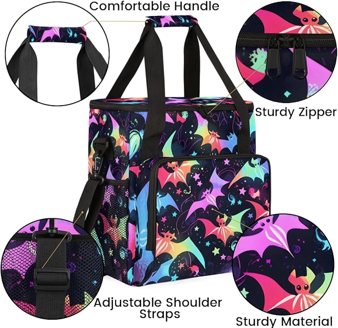 Gothic Bat Coffee Maker Carrying Bag Dreamy Bat Portable Travel Storage Tote Bag Compatible with K-Mini or K-Mini Plus Single Serve Coffee Brewer Carrying Case with Multiple Pockets &amp Shoulder S