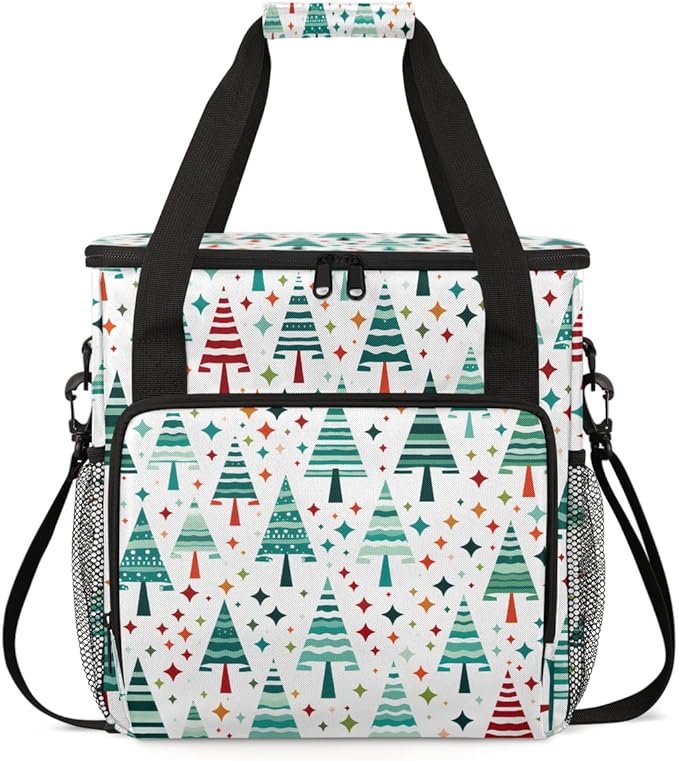 Xmas Tree Coffee Maker Carrying Bag Abstract Tree Travel Storage Bag Compatible with K-Mini or K-Mini Plus Single Serve Coffee Brewer Carrying Case with Multiple Pockets &amp Shoulder Strap