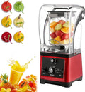 Professional Electric Blender Silent Smoothie Maker With Cover Countertop Professional Electric Food Machine Six-Bladed Stainless Steel Knife for Juices and Smoothies.(Red)