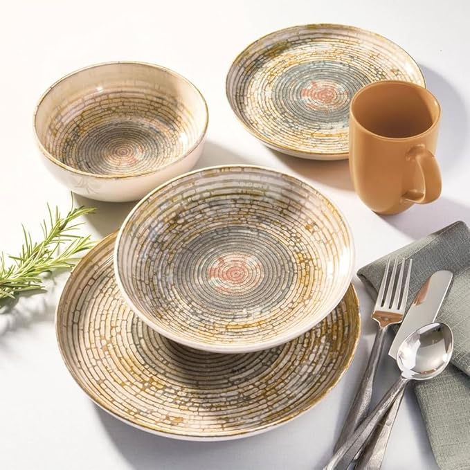 Oxford Contempo Relic Stoneware 20 Piece Dinnerware Set Service for 4
