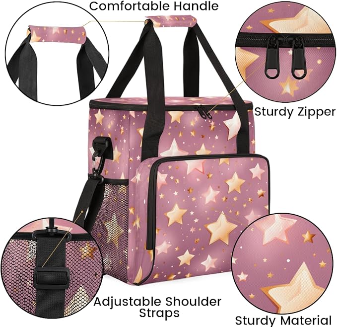 Glitter Star Coffee Maker Carrying Bag Portable Travel Storage Tote Bag Compatible with K-Mini or K-Mini Plus Single Serve Coffee Brewer Carrying Case with Multiple Pockets &amp Shoulder Strap