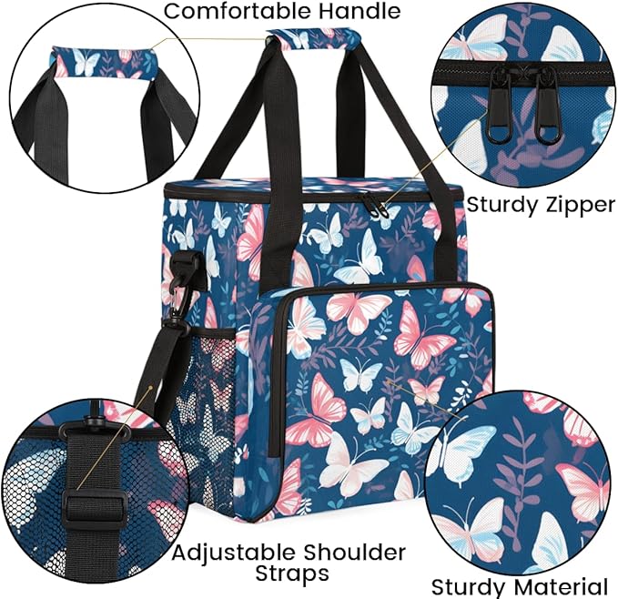 Watercolor Butterfly Coffee Maker Carrying Bag Modern Butterfly Travel Storage Bag Compatible with K-Mini or K-Mini Plus Single Serve Coffee Brewer Carrying Case with Pockets &amp Shoulder Strap