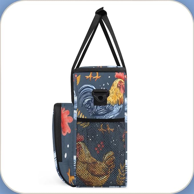 Chickens Coffee Maker Travel Bag for Keurig K-Mini/K-Mini Plus Insulated Waterproof Tote with Pockets for K-Cup Portable Single-Serve Brewer Case