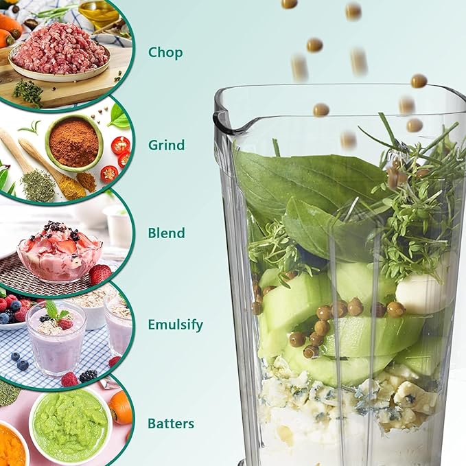 OMMO Blender 1800W Professional High Speed Countertop Blender with Durable Stainless Steel Blades 60oz BPA Free Blender for Shakes and Smoothies Nuts Ice and Fruits Dishwasher Safe