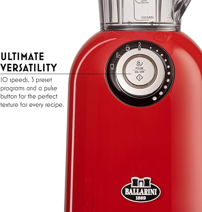 Ballarini Tesoro Countertop Blender - Cherry Red Made in Italy