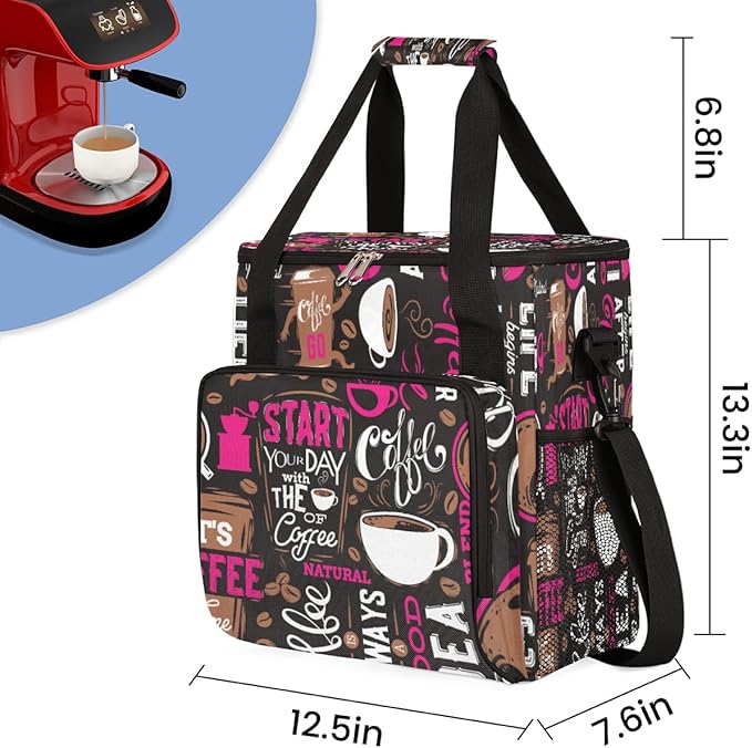 cfpolar Coffee Maker Storage Bag Waterproof Travel Carrying Storage Tote Bag Organizer Case Compatible with K-Mini or K-Mini Plus And Suitable for Other Accessories With Pockets for K-Cup Pods