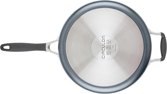 Circulon A1 Series with ScratchDefense Technology Nonstick Induction Sauté Pan with Helper Handle and Lid 5 Quart Graphite