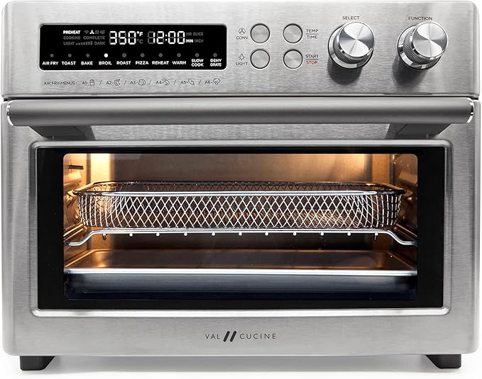 VAL CUCINE 10-in-1 Smart Air Fryer - Extra-Large Convection Countertop Toaster Oven - Brushed Stainless Steel Finish - 26.3 QT/25 L