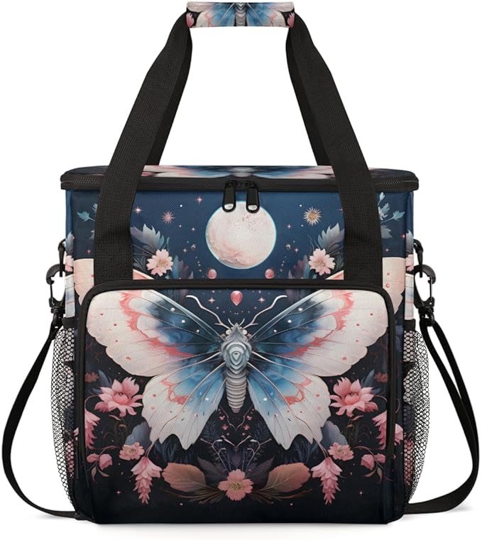 Gothic Butterfly Coffee Maker Carrying Bag Mystic Butterfly Travel Storage Bag Compatible with K-Mini or K-Mini Plus Single Serve Coffee Brewer Carrying Case with Multiple Pockets &amp Shoulder Str