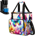 Spring Butterfly Flower Coffee Maker Carrying Bag Coffee Machine Travel Storage Bag Compatible with K-Mini or K-Mini Plus Portable Single Serve Coffees Brewer Case with Pockets for K-Cup Pods