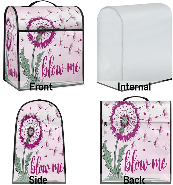 Kitchen Aid Mixer Cover Flower Floral Leaves Stand Mixer Cover Compatible with 6-8 Quarts Stand Mixers Dust Covers with Zipper Pocket Foldable Washable Kitchen Aid Organizer Bag